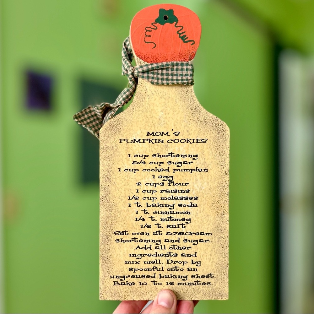 VTG Rustic Cottagecore Kitchen Classic Mom's Pumpkin Cookies Recipe Wall Art